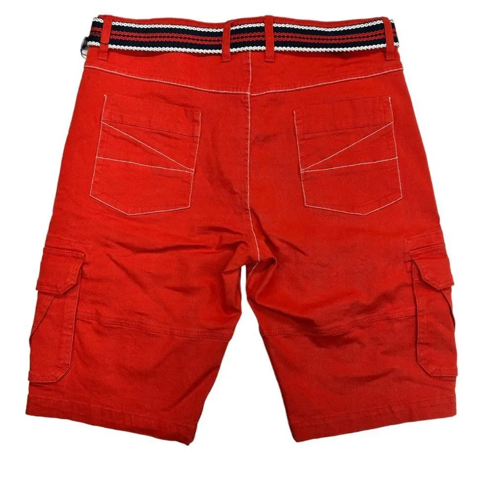 A. Tiziano Carlos Red Twill Cargo Shorts (34)